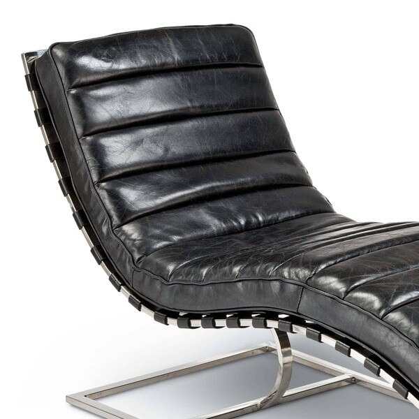 Back of leather chaise lounge